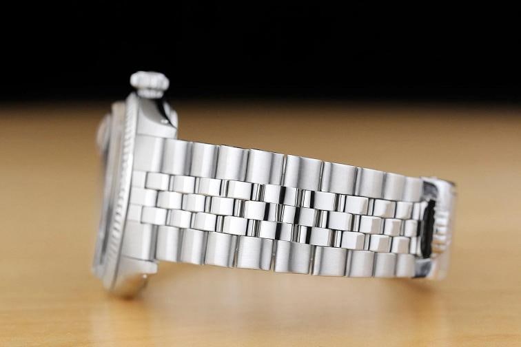 ROLEX MENS DATEJUST BLACK 18K WHITE GOLD STEEL WATCH w/ FOLDED JUBILEE BAND - 5