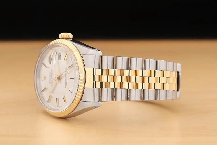 ROLEX MENS DATEJUST 16013 SILVER DIAL 18K YELLOW GOLD STAINLESS STEEL WATCH - 4