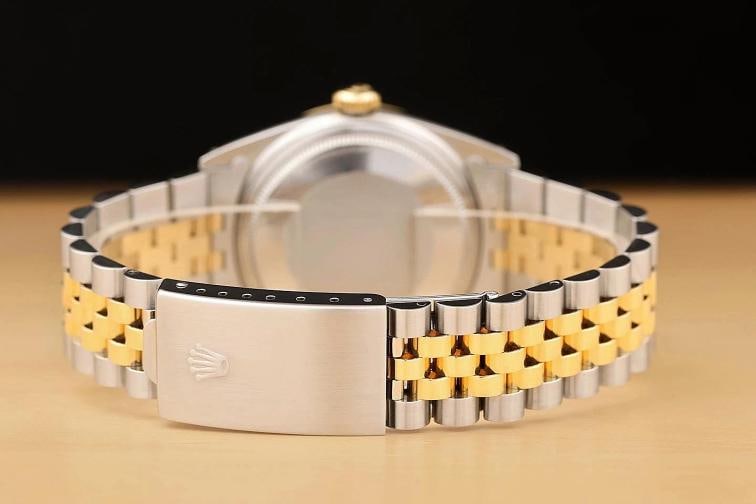 ROLEX MENS DATEJUST 16013 SILVER DIAL 18K YELLOW GOLD STAINLESS STEEL WATCH - 6