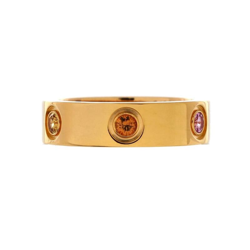 Cartier Love 6 Stone Band Ring 18K Yellow Gold with Sapphires, Amethyst, - 2