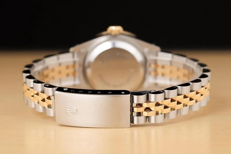 ROLEX LADIES DATEJUST 69173 PINK MOTHER OF PEARL 18K GOLD SS DIAMOND RUBY WATCH - 6