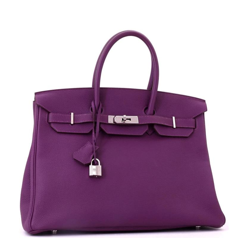 Hermes Birkin Handbag Purple Togo with Palladium Hardware 35 - 3