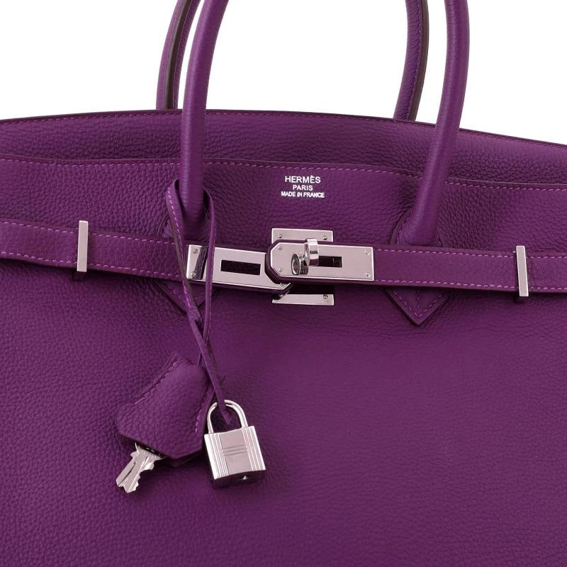 Hermes Birkin Handbag Purple Togo with Palladium Hardware 35 - 7