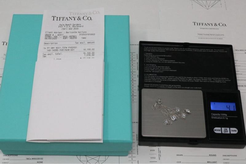 Tiffany & Co Peretti Platinum 1.73ct Diamond By The Yard Necklace F VS1 $17K - 6
