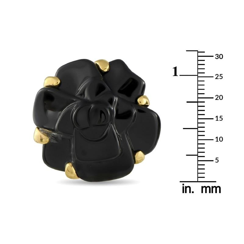 Chanel 18K Yellow Gold and Black Ceramic Camelia Earrings CH16-050825 - 3