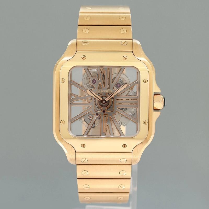 2023 PAPERS MINT Cartier Rose Gold Skeleton WHSA0016 Manual Wind Watch Box - 2