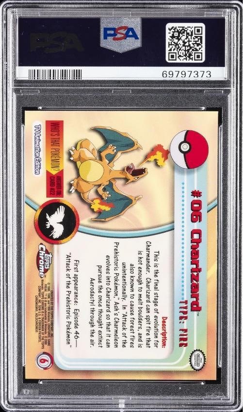 2000 TOPPS CHROME POKEMON T.V. #6 CHARIZARD PSA 10 - 2