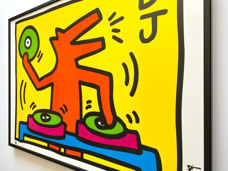 KEITH HARING ESTATE RARE 1998 LITHOGRAPH PRINT FRAMED POP ART POSTER~(34 5/8" W X 24 5/8" H X 1") - 11