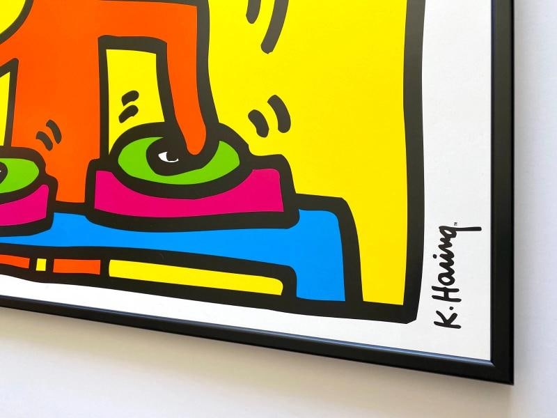 KEITH HARING ESTATE RARE 1998 LITHOGRAPH PRINT FRAMED POP ART POSTER~(34 5/8" W X 24 5/8" H X 1") - 12