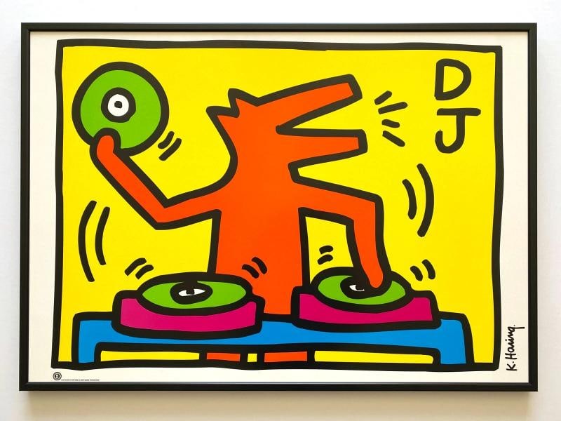 KEITH HARING ESTATE RARE 1998 LITHOGRAPH PRINT FRAMED POP ART POSTER~(34 5/8" W X 24 5/8" H X 1") (1 of 12)