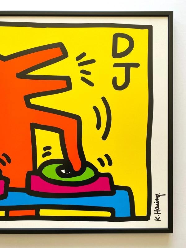 KEITH HARING ESTATE RARE 1998 LITHOGRAPH PRINT FRAMED POP ART POSTER~(34 5/8" W X 24 5/8" H X 1") - 3