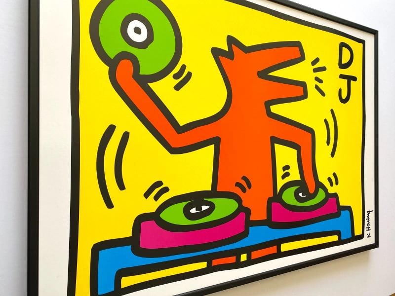 KEITH HARING ESTATE RARE 1998 LITHOGRAPH PRINT FRAMED POP ART POSTER~(34 5/8" W X 24 5/8" H X 1") - 6