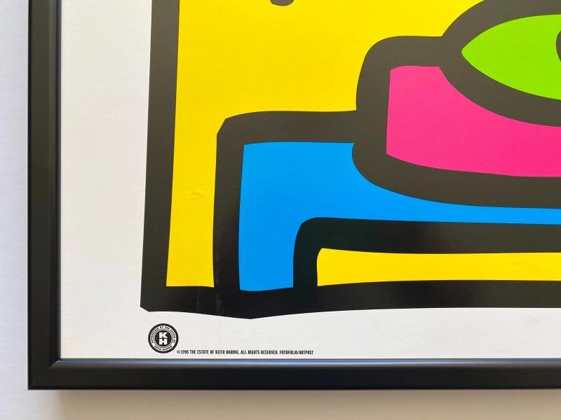 KEITH HARING ESTATE RARE 1998 LITHOGRAPH PRINT FRAMED POP ART POSTER~(34 5/8" W X 24 5/8" H X 1") - 7