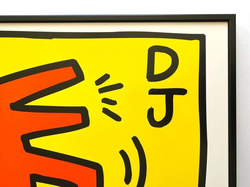 KEITH HARING ESTATE RARE 1998 LITHOGRAPH PRINT FRAMED POP ART POSTER~(34 5/8" W X 24 5/8" H X 1") - 9