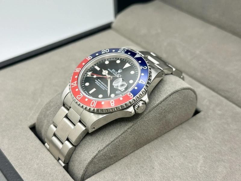 Rolex GMT Master II Pepsi 16710 40mm Black Dial Red Blue Bezel Stainless Steel - 2