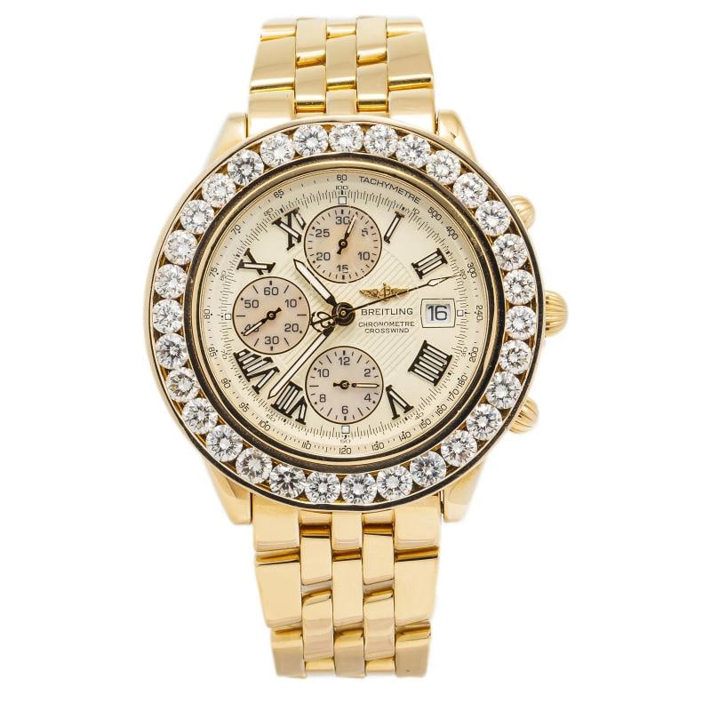 Breitling Crosswind K13355 7ct65 Natural Diamond 18k YG Cream Dial Watch 46mm (1 of 6)