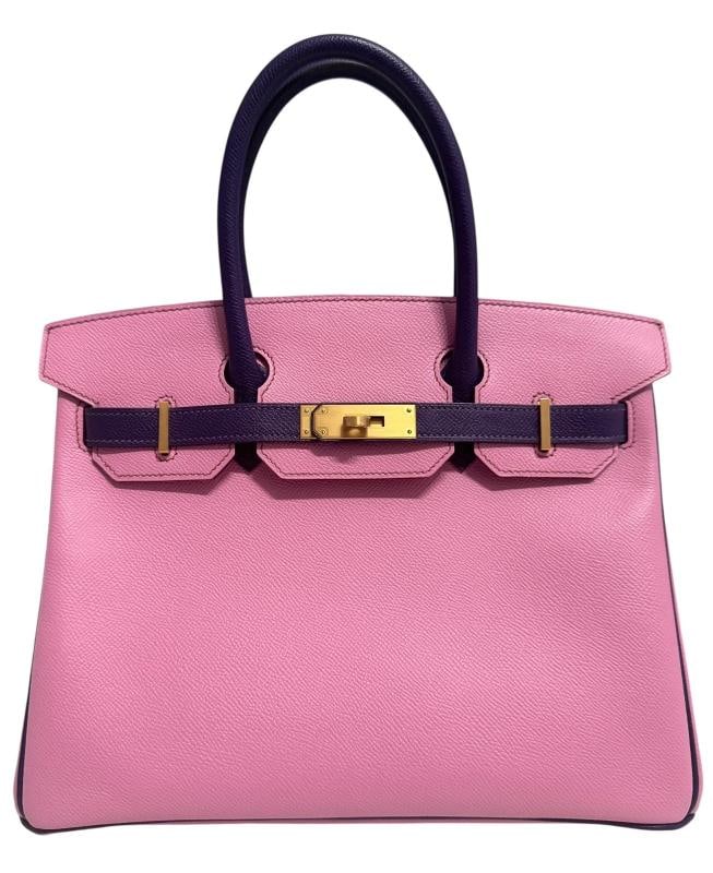 Hermes Birkin 30 Special Order Bubblegum Pink Ultra Violet Epsom Brushed Gold - 2