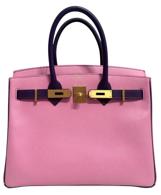 Hermes Birkin 30 Special Order Bubblegum Pink Ultra Violet Epsom Brushed Gold - 8