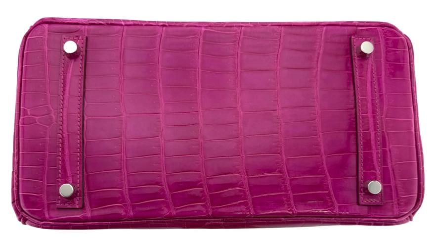 Hermes Birkin 30 Rose Scheherazade Pink Niloticus Crocodile Leather Palladium - 9