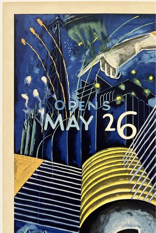 Original Vintage Poster CHICAGO WORLD'S FAIR CENTURY OF PROGRESS 13" x 20" LINEN - 2