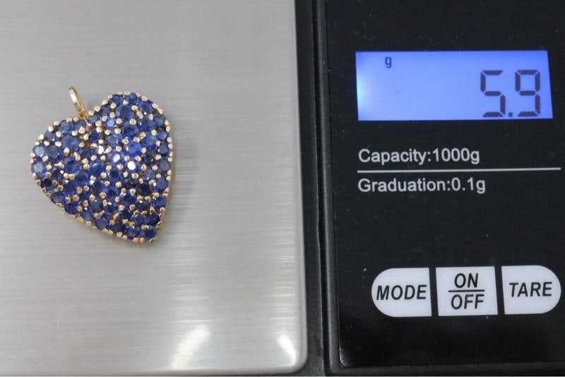 Tiffany & Co Heart Pin Pendant Necklace 14k Yellow Gold Blue Sapphires 2.00ctw - 3