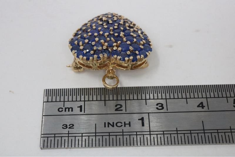 Tiffany & Co Heart Pin Pendant Necklace 14k Yellow Gold Blue Sapphires 2.00ctw - 4