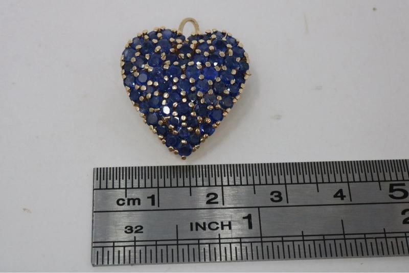 Tiffany & Co Heart Pin Pendant Necklace 14k Yellow Gold Blue Sapphires 2.00ctw - 5