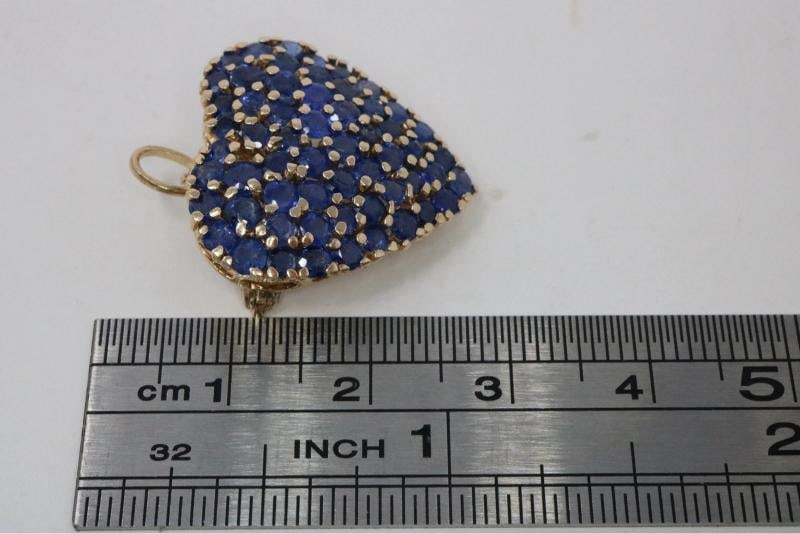 Tiffany & Co Heart Pin Pendant Necklace 14k Yellow Gold Blue Sapphires 2.00ctw - 6