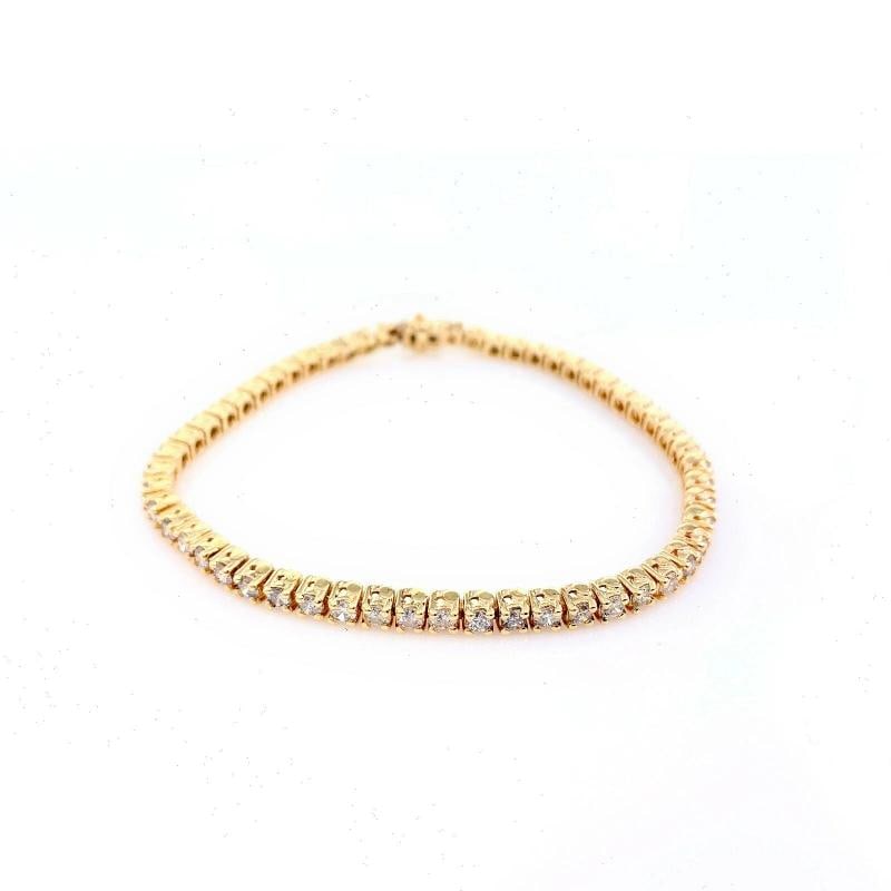 Round Brilliant Diamonds 14 kt Yellow Gold Tennis Bracelet - 3