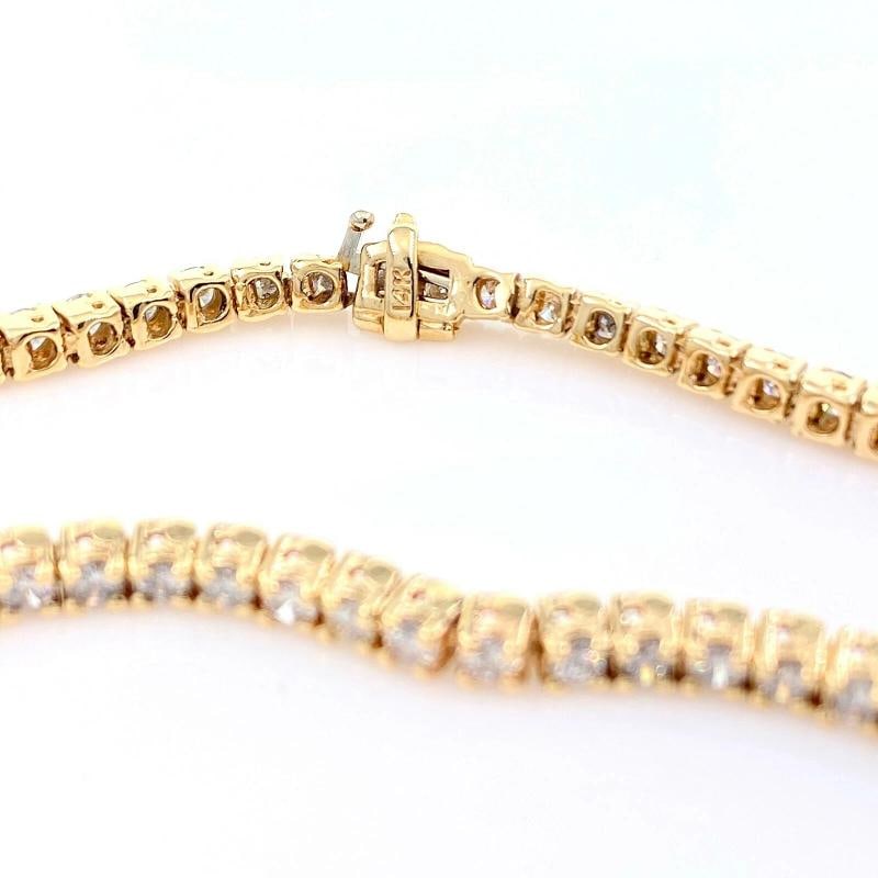 Round Brilliant Diamonds 14 kt Yellow Gold Tennis Bracelet - 4