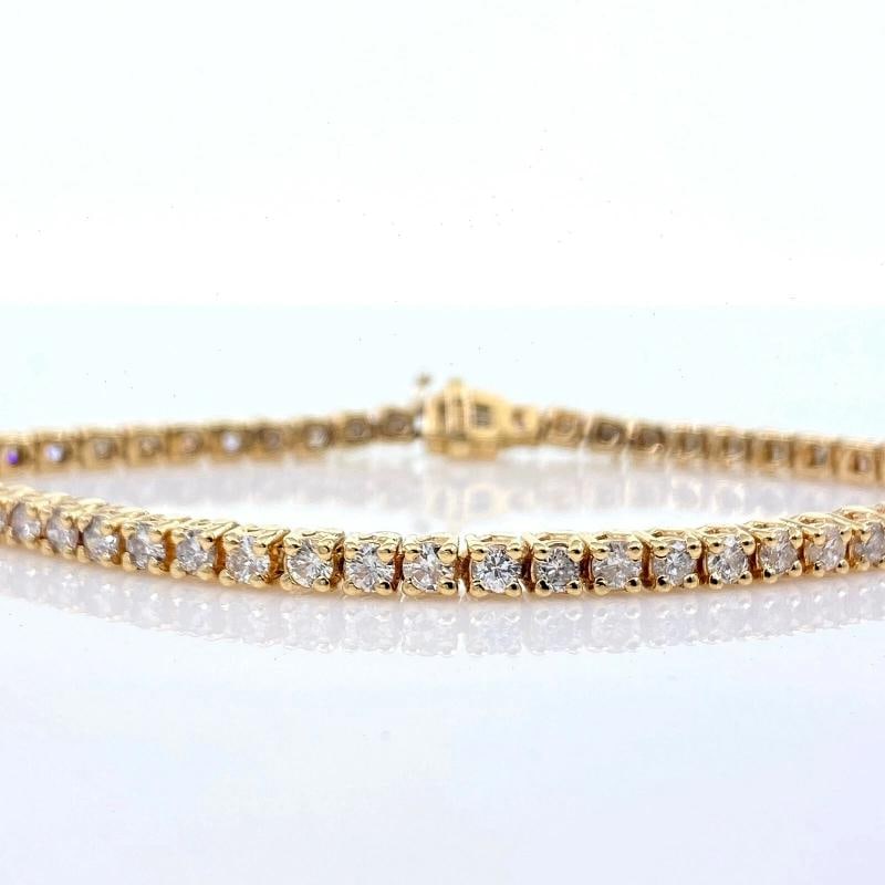 Round Brilliant Diamonds 14 kt Yellow Gold Tennis Bracelet - 5