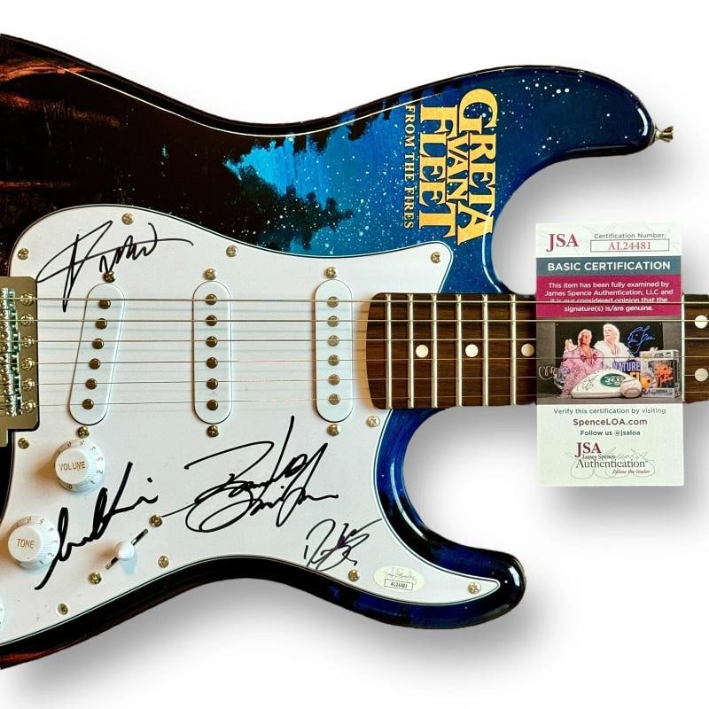 GRETA VAN FLEET: Josh Kiszka, Jake Kiszka, Sammy Kiszka & Danny Wagner Signed Guitar (JSA COA) - 2