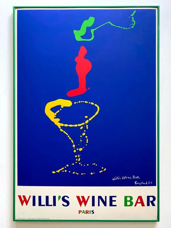 WILLI'S WINE BAR PARIS RARE 1989 WAYNE ENSRUD FRAMED LRG SILKSCREEN PRINT POSTER (1 of 12)