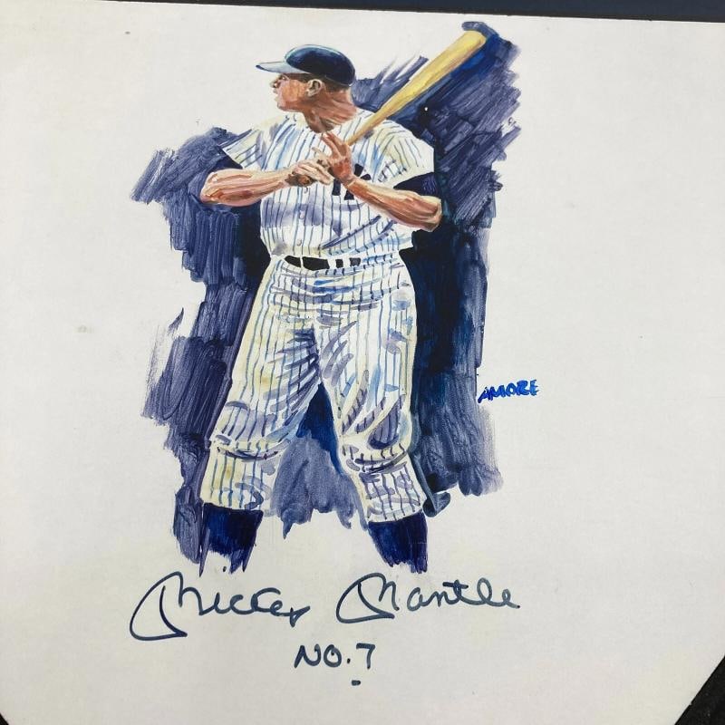 Mickey Mantle No. 7 Signed Hand Painted Art Home Plate JSA COA - 3