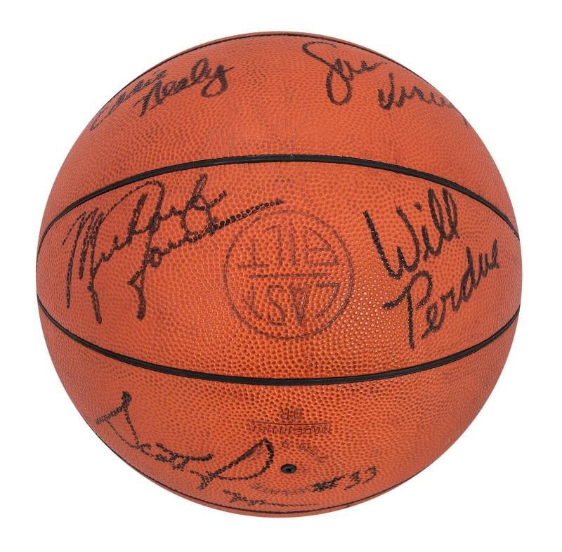Michael Jordan 1988-89 Chicago Bulls Team Signed Auto Basketball Beckett COA: Bulls. Michael Jordan signed his name in bold black marker on the panel with the ¢â‚¬“CAST BILT¢â‚¬ logo. Also on that panel is the black marker s