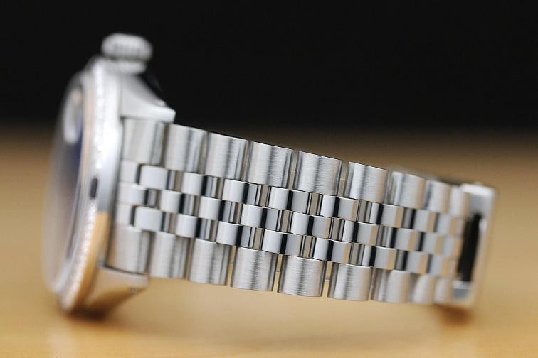 MENS ROLEX DATEJUST BLUE VIGNETTE SAPPHIRE DIAMOND 18K WHITE GOLD & STEEL WATCH - 7