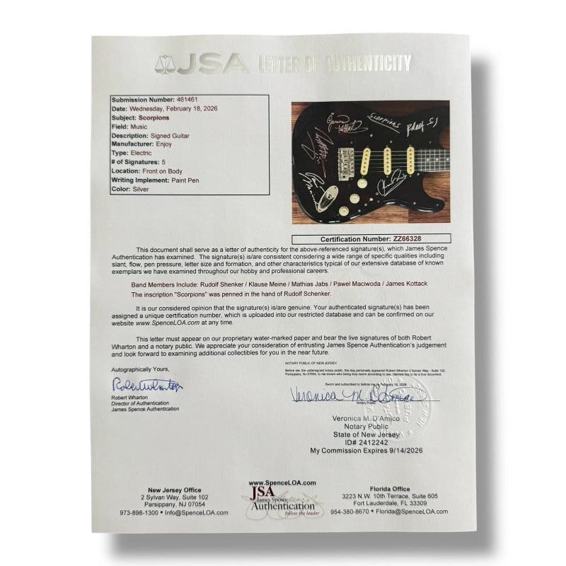 Scorpions Signed Guitar JSA COA Klaus Meine Rudolf Schenker Matthias Jabs +2 - 6