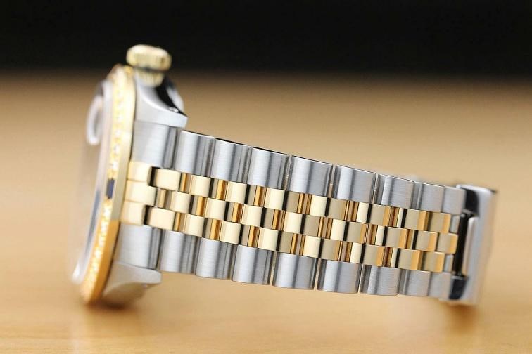 ROLEX MENS DATEJUST 16013 2-TONE MOTHER OF PEARL SAPPHIRE QUICKSET DIAMOND WATCH - 5