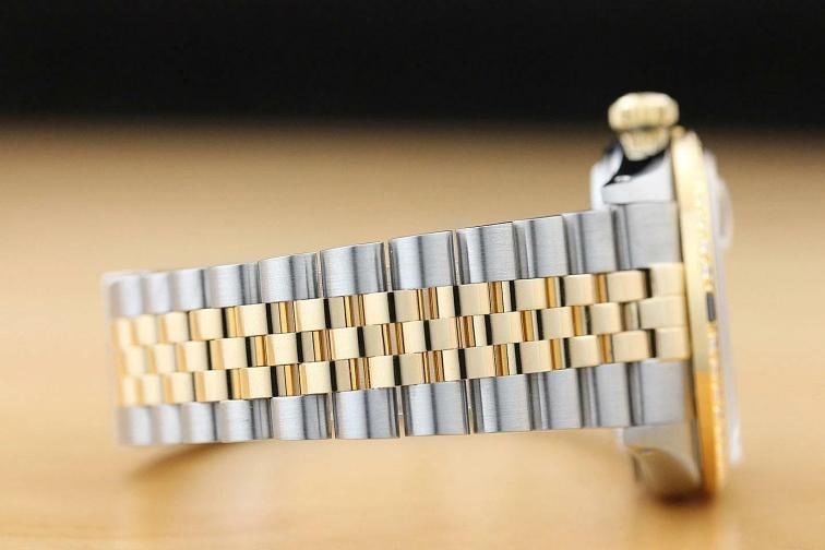 ROLEX MENS DATEJUST 16013 2-TONE MOTHER OF PEARL SAPPHIRE QUICKSET DIAMOND WATCH - 8