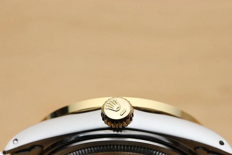 ROLEX MENS DATEJUST 16013 2-TONE MOTHER OF PEARL SAPPHIRE QUICKSET DIAMOND WATCH - 9