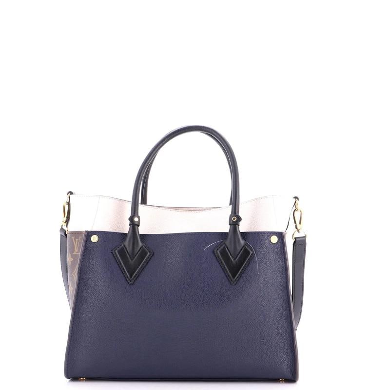 Louis Vuitton On My Side Tote Leather with Monogram Canvas MM - 3