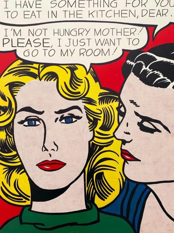 ROY LICHTENSTEIN RARE 1985 LITHO PRINT FRAMED POP ART EXHBT POSTER "EDDIE" 1962 - 7