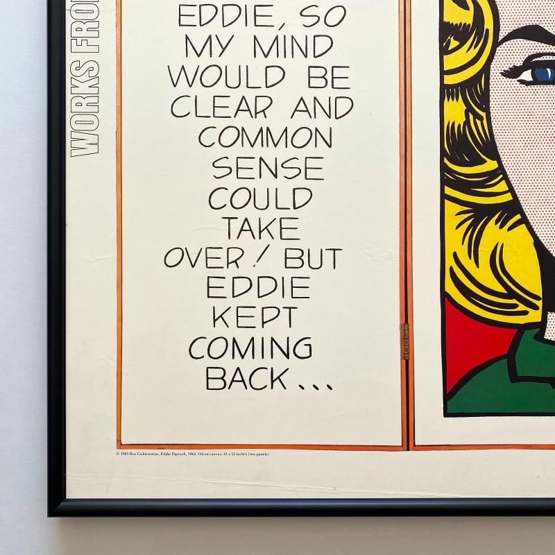 ROY LICHTENSTEIN RARE 1985 LITHO PRINT FRAMED POP ART EXHBT POSTER "EDDIE" 1962 - 9