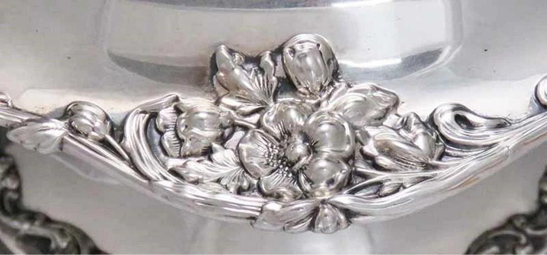 c1895-1910 Art Nouveau International Sterling Silver Compote / Footed Bowl - 3