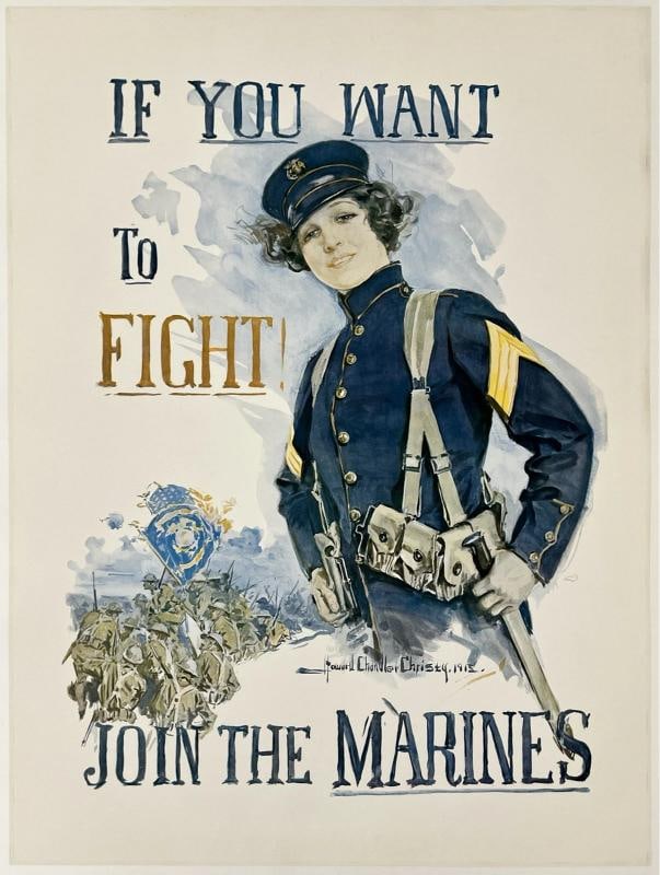 Original Vintage Poster MARINES WWI World War Propaganda OL~(30" x 40.2") (1 of 5)