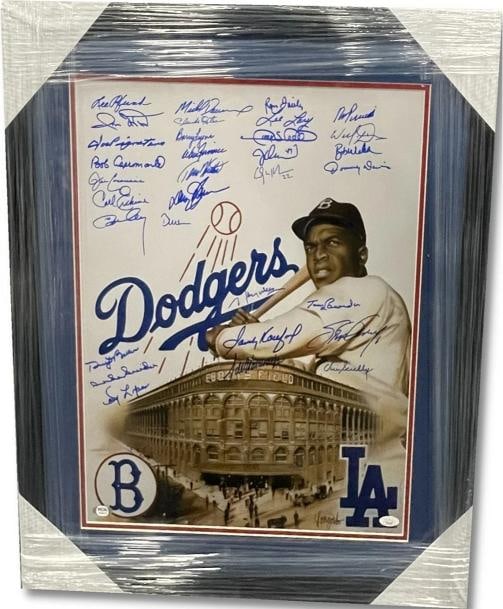 Koufax Kershaw Scully +29 Autographed 16x20 Photo Dodger Greats Framed JSA (1 of 9)
