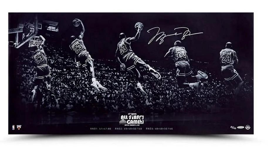 Michael Jordan Signed Autographed 18X36 Photo "Kiss the Rim" Bulls #/123 UDA: Player: Michael Jordan,Product: Photo,Original/Reprint: Original,Autograph Authentication: Upper Deck,Team: Chicago Bulls,Signed: yes,Country of Origin: United States