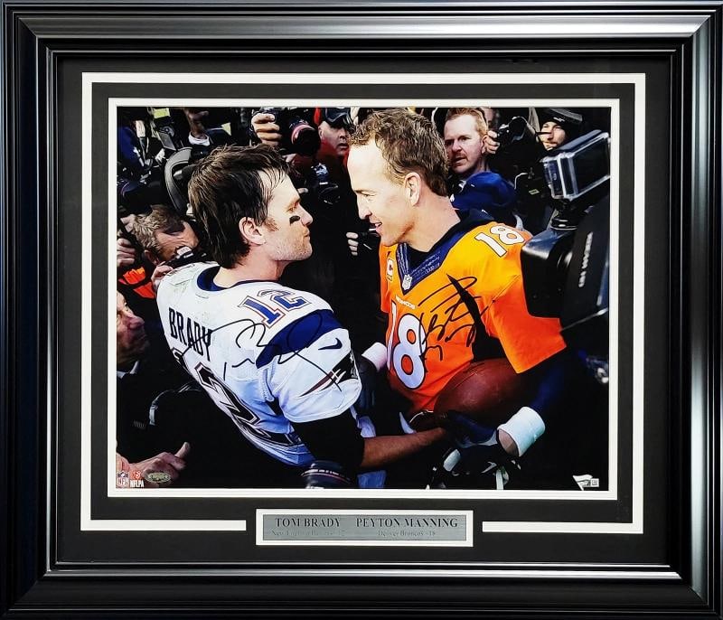 Tom Brady & Peyton Manning Autographed Framed 16x20 Photo Fanatics Holo #A318977 (1 of 7)