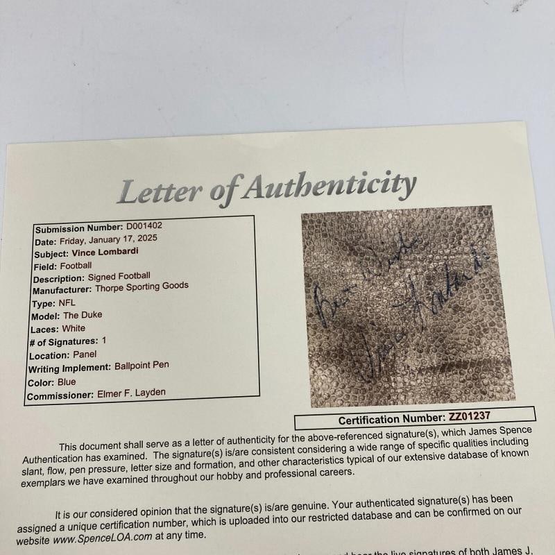 Vince Lombardi Single Signed Autographed 1960's Football JSA COA RARE - 9