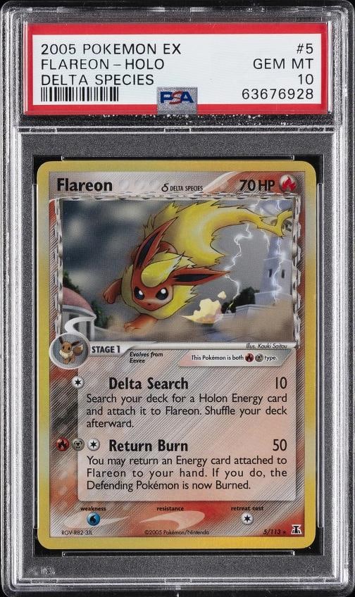 2005 POKEMON EX DELTA SPECIES #5 FLAREON-HOLO PSA 10 (1 of 2)